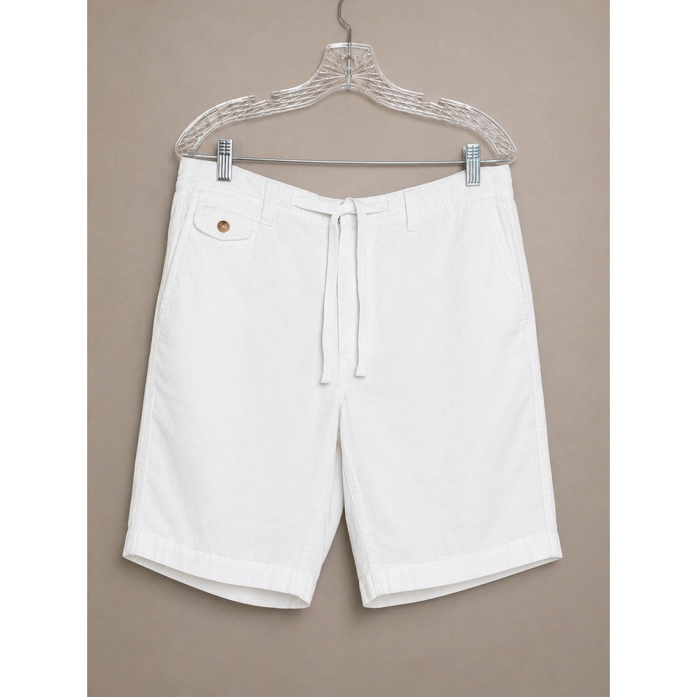 Murano Baird McNutt White 100% Linen Shorts Mens 36 Drawstring Chino